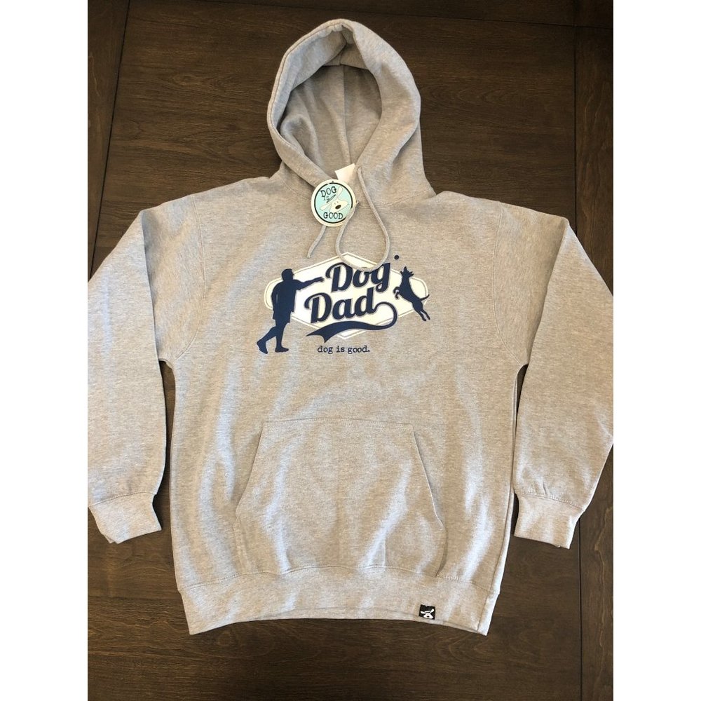 Dog Is Good Dog Dad Hooded Hoodie Sweatshirt Gray Size Medium - NWT